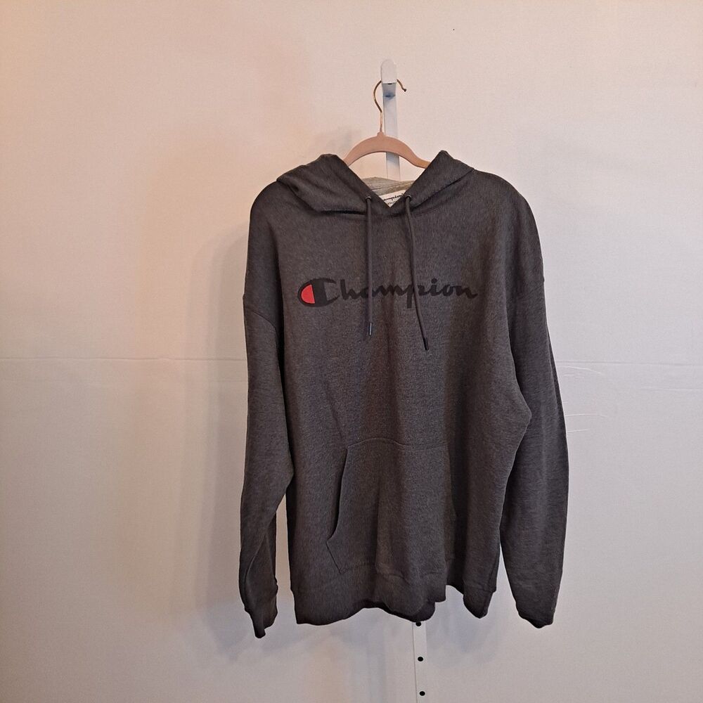 Champion Men’s 2XL Gray Powerblend Graphic Pullover Sweatshirt Hoodie